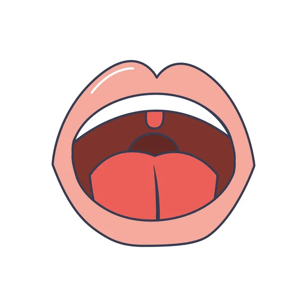 Έννοια του ανθρώπινου σώματος, εικονίδιο του στόματος, γραμμή πλήρωσης στυλ — Διανυσματικό Αρχείο
