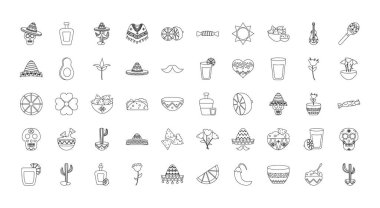 Meksika kültür simgesi seti, satır biçimi