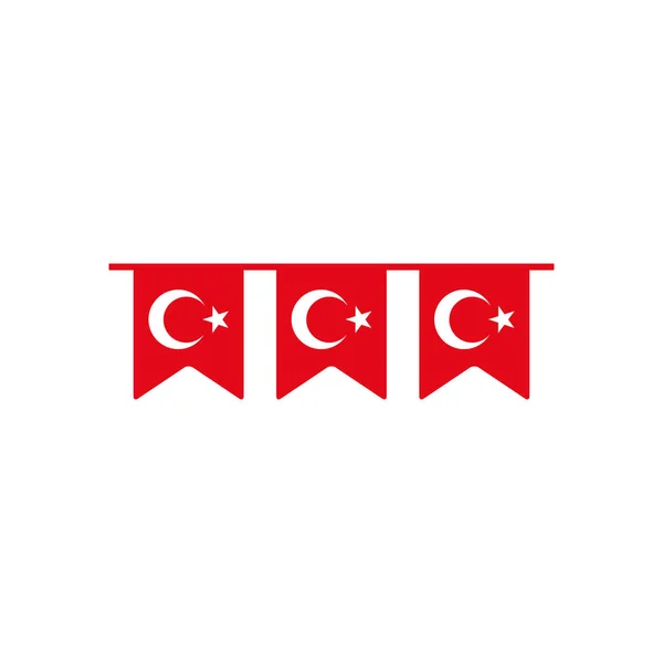 トルコの旗のデザインの装飾的なペナント、フラットスタイル — ストックベクタ