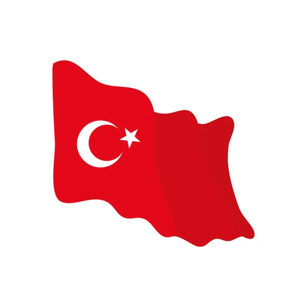 土耳其国旗飘扬，扁平风格 — 图库矢量图片