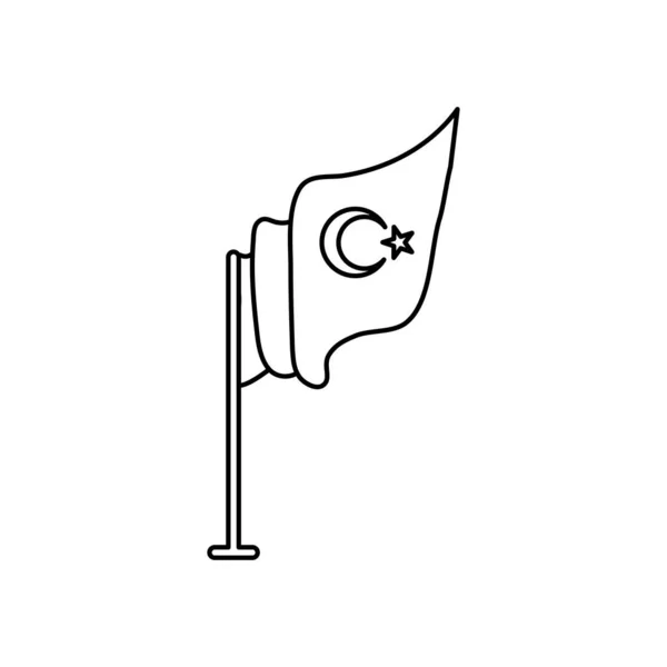 Kalkoen vlag pictogram, lijn stijl — Stockvector