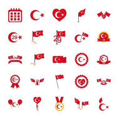 takvim ve hindi cumhuriyeti simgesi seti, düz stil