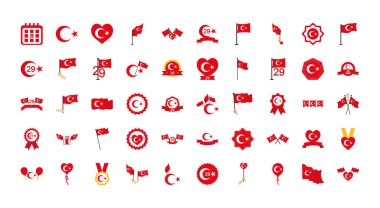 Türkiye Cumhuriyeti simgesi seti, düz stil