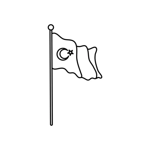 Icona della bandiera del tacchino, stile linea — Vettoriale Stock