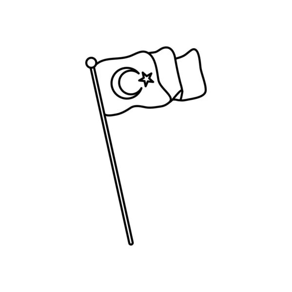 Icono de bandera de pavo sobre fondo blanco, estilo de línea — Vector de stock