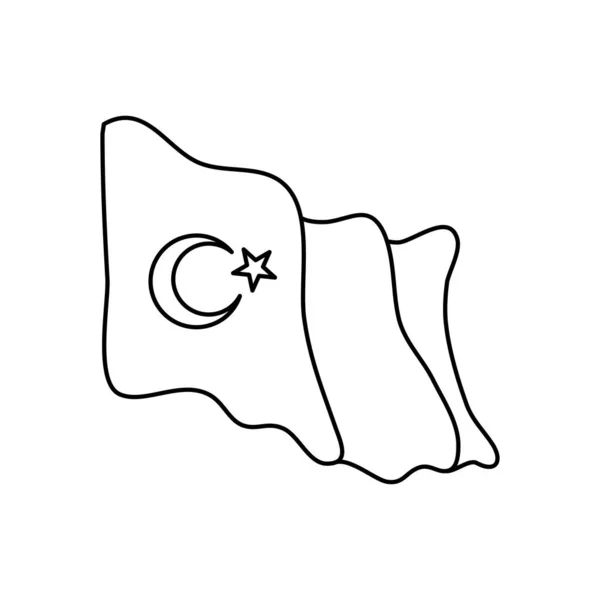 Bandera de pavo ondeando, estilo de línea — Vector de stock