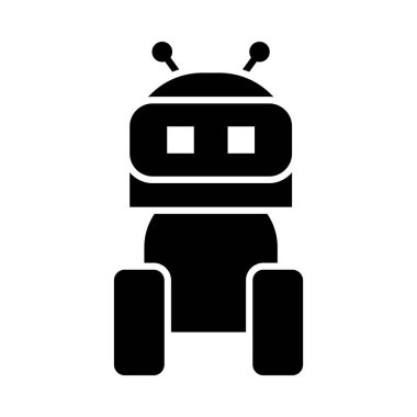 Tekerlek simgesi olan sevimli robot, siluet tarzı