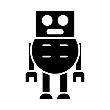 yuvarlak gövdeli kare robot, siluet tarzı