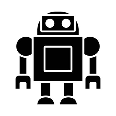 Robot konsepti, çizgi film robotu ayakta duran simge, siluet tarzı