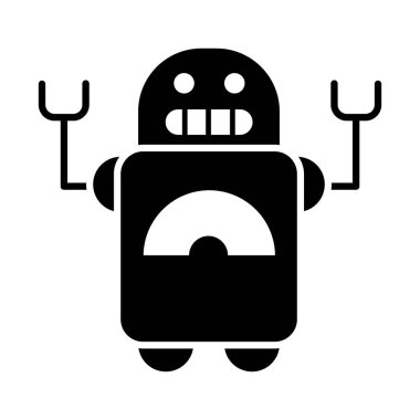 Mutlu yüzlü robot, siluet tarzı.