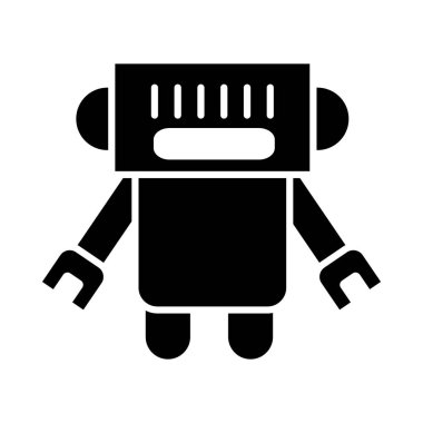 robotik konsept, kare robot simgesi, siluet biçimi