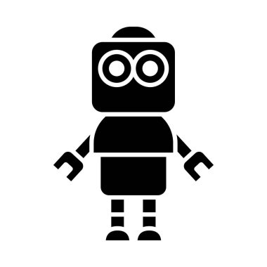 Robot konsepti, şirin robot duruşu simgesi, siluet tarzı