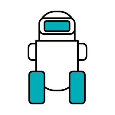 Tekerlek simgesi olan robot, yarı çizgi yarı renk