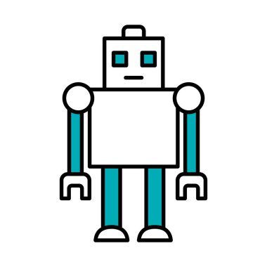 kare robot simgesi resmi, yarı çizgi yarı renk biçimi