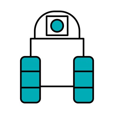 Robot konsepti, tekerlek simgesi olan robot, yarı çizgi yarı renk