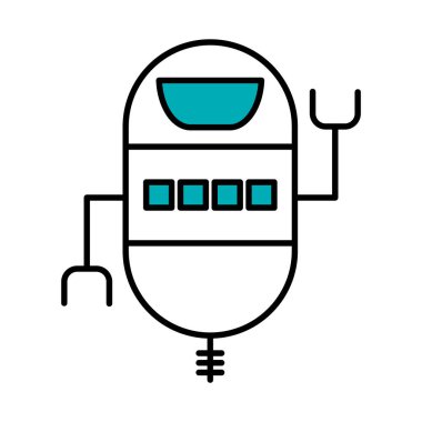 Robotik konsept, robot dalga ikonu, yarı çizgi yarı renk