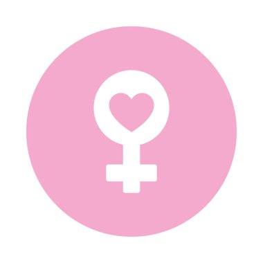Kalp ikonlu kadın cinsiyet sembolü, blok biçimi