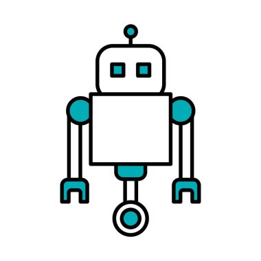 Robot konsepti, tek tekerli robot, yarım çizgi yarı renk