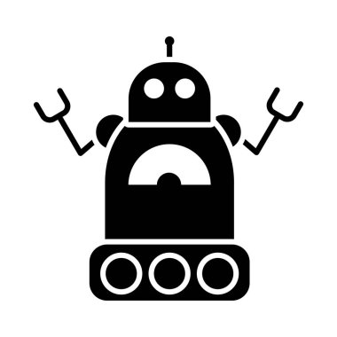 Robot konsepti, tekerlek bantlı çizgi film robotu, siluet tarzı