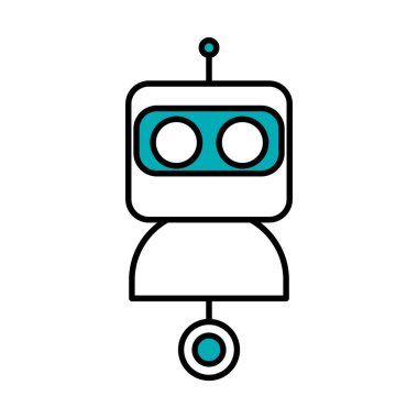Robot konsepti, karikatür robot simgesi, yarı çizgi yarı renk