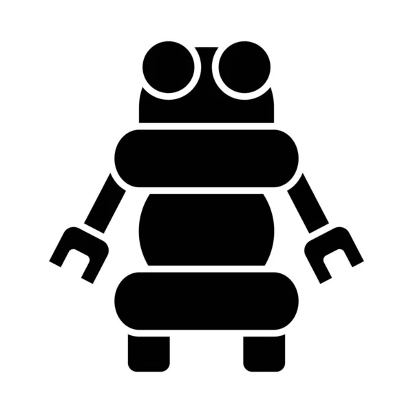 Concept robotique, robot carré debout, style silhouette — Image vectorielle