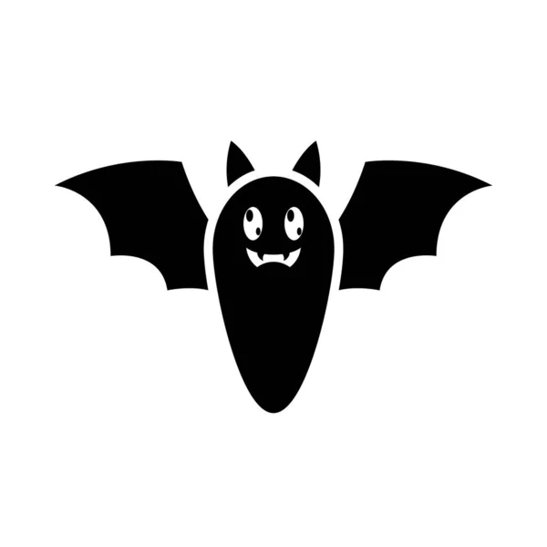 Halloween-Konzept, Cartoon-Fledermaus-Ikone, Silhouette-Stil — Stockvektor