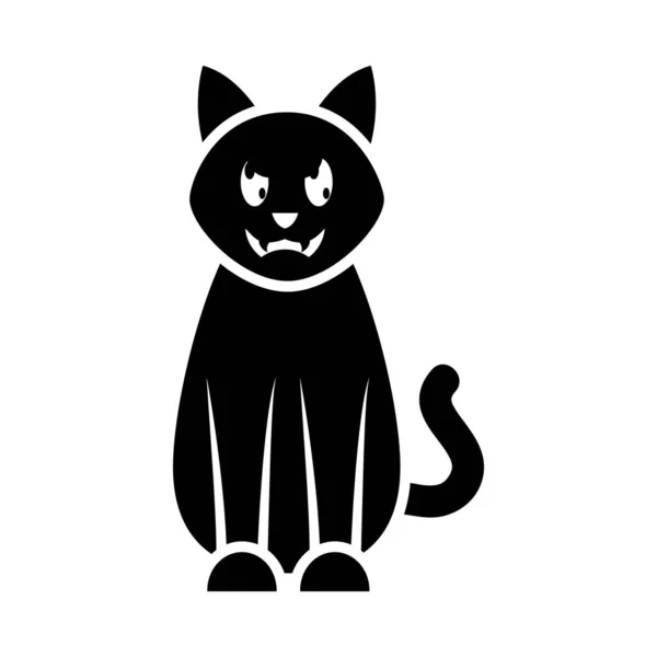 Conceito halloween, ícone gato preto, estilo silhueta — Vetor de Stock