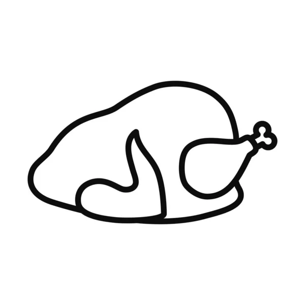 Pollo asado icono, estilo de línea — Archivo Imágenes Vectoriales
