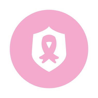 Göğüs kanseri kurdele ikonlu kalkan, blok stili