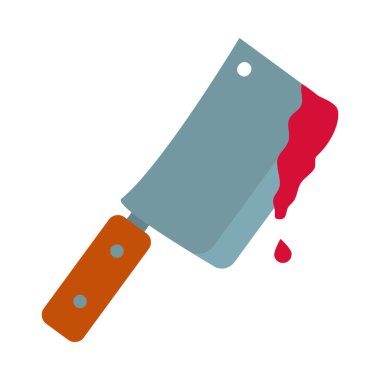 Cadılar Bayramı konsepti, kanlı bıçak, düz stil.