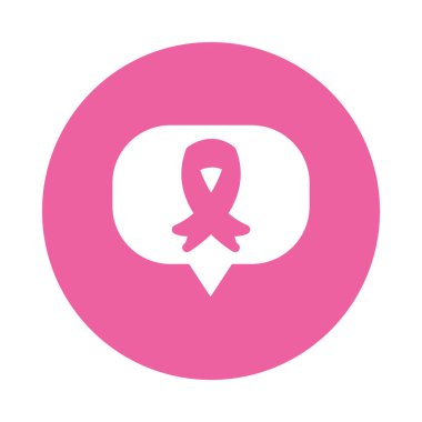 konuşma balonu göğüs kanseri kurdele ikonu, blok biçimi