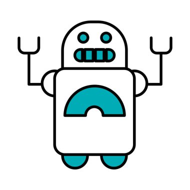 Mutlu yüzlü robot, yarım çizgi yarı renk