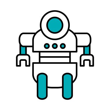Robot konsepti, iki elli robot, yarı çizgi yarı renk