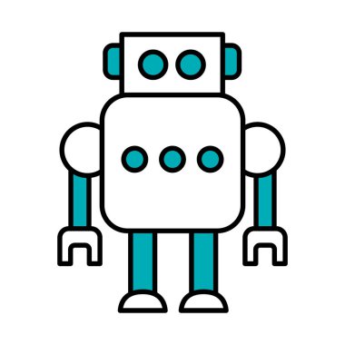 büyük kare robot simgesi, yarı çizgi yarı renk