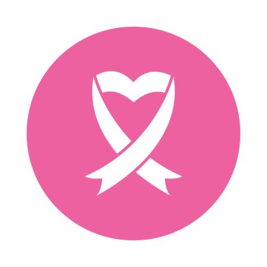 Kalp şeklinde göğüs kanseri kurdelesi, blok tarzı.