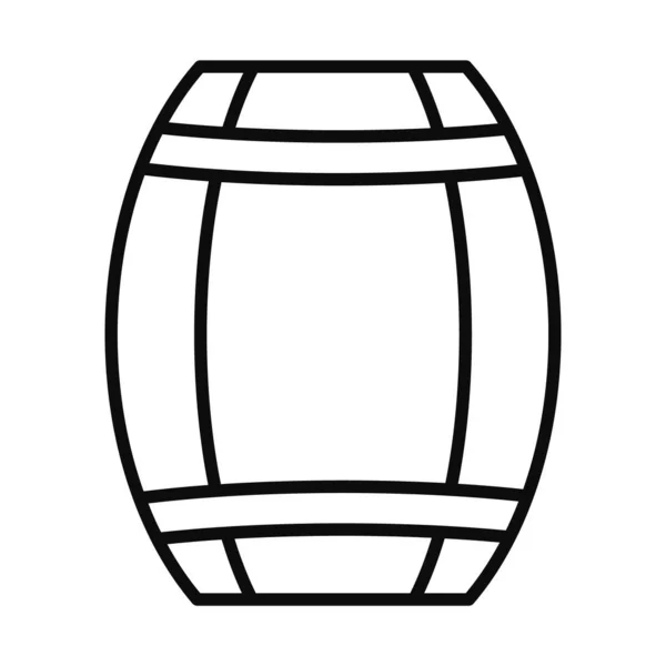 Icono de barril de madera, estilo de línea — Vector de stock