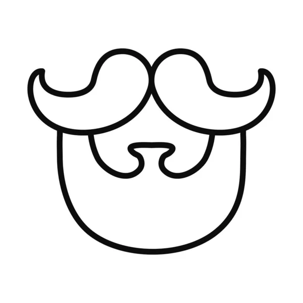 Борода с усами икона, стиль линии — стоковый вектор