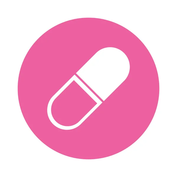 Icône de capsule médicamenteuse, style bloc — Image vectorielle