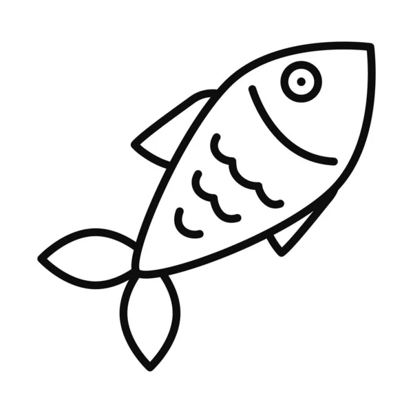 Imagen icono de pescado, estilo de línea — Vector de stock