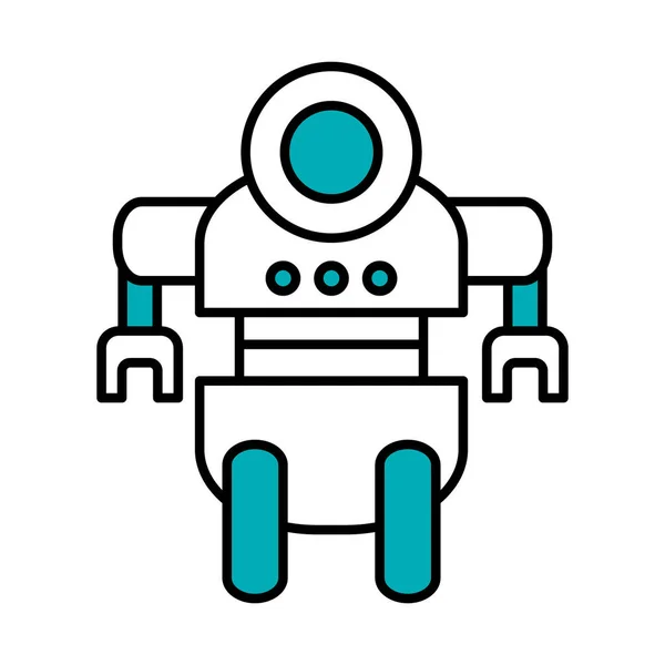 Ρομποτική έννοια, ρομπότ με δύο χέρια, μισή γραμμή μισό χρώμα στυλ — Διανυσματικό Αρχείο