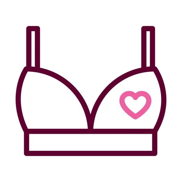 Koncepcja raka piersi, biustonosz kobiet z ikoną serca, pół koloru pół linii stylu — Wektor stockowy