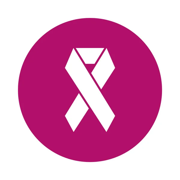 Breast cancer ribbon icon, block style — Stock Vector