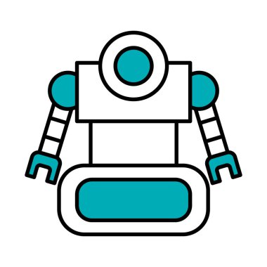 Robot konsepti, büyük robot simgesi, yarı çizgi yarı renk
