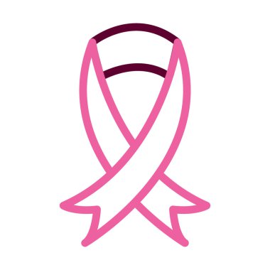 Göğüs kanseri kurdele ikonu, yarı çizgi yarı renk