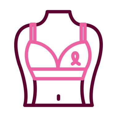 Göğüs kanseri kurdele ikonlu kadın vücudu, yarı çizgi yarı renk.