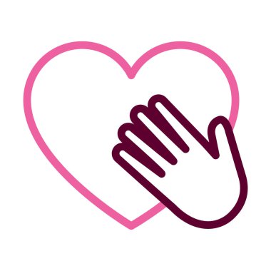 kalp ve el simgesi, yarı çizgi yarı renk