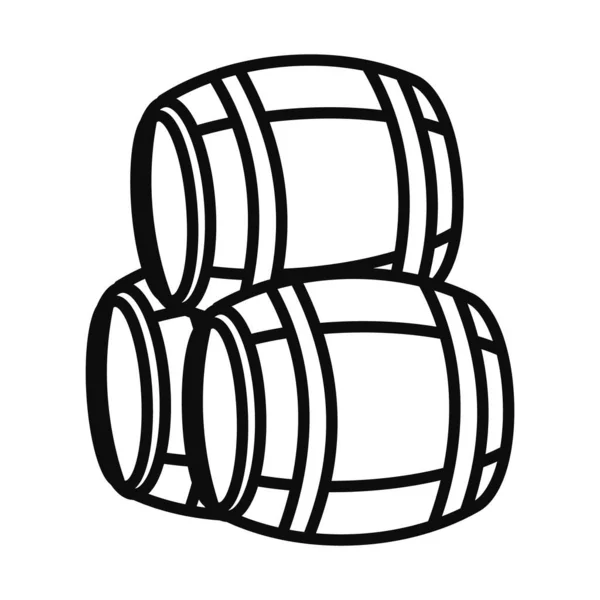 Barriles de madera icono, estilo de línea — Vector de stock
