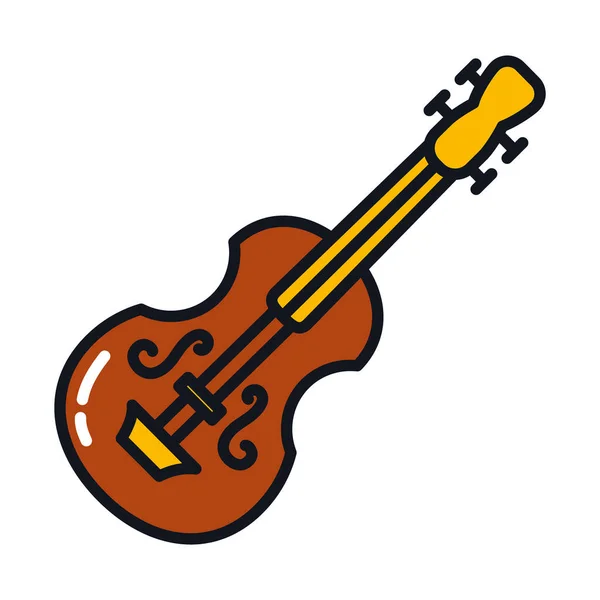 Violín icono del instrumento, línea y estilo de relleno — Vector de stock