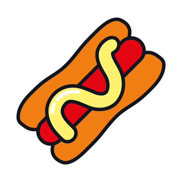 Icona hot dog, linea e stile di riempimento — Vettoriale Stock