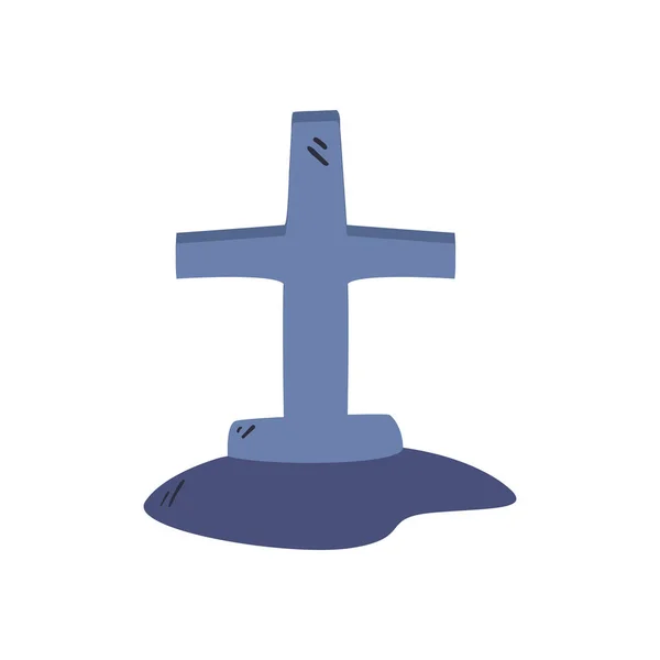 Grav med kors fri form stil ikon vektor design — Stock vektor